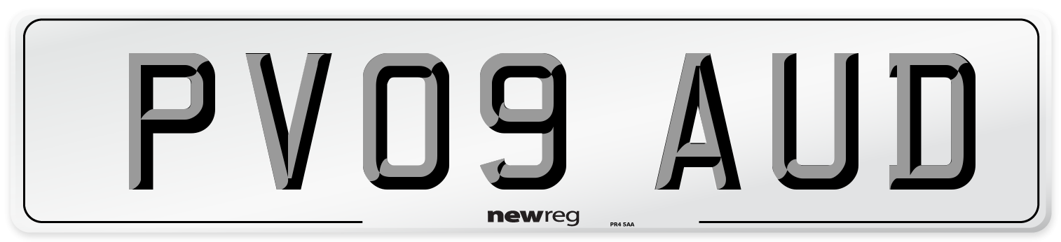PV09 AUD Number Plate from New Reg